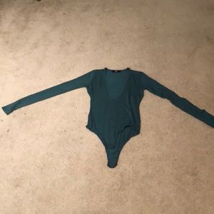 *never worn* Missguided Deep V bodysuit in teal